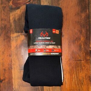 Realtree Black Waffle Thermal Long Sleeve Crew & Pant Set - 2XL